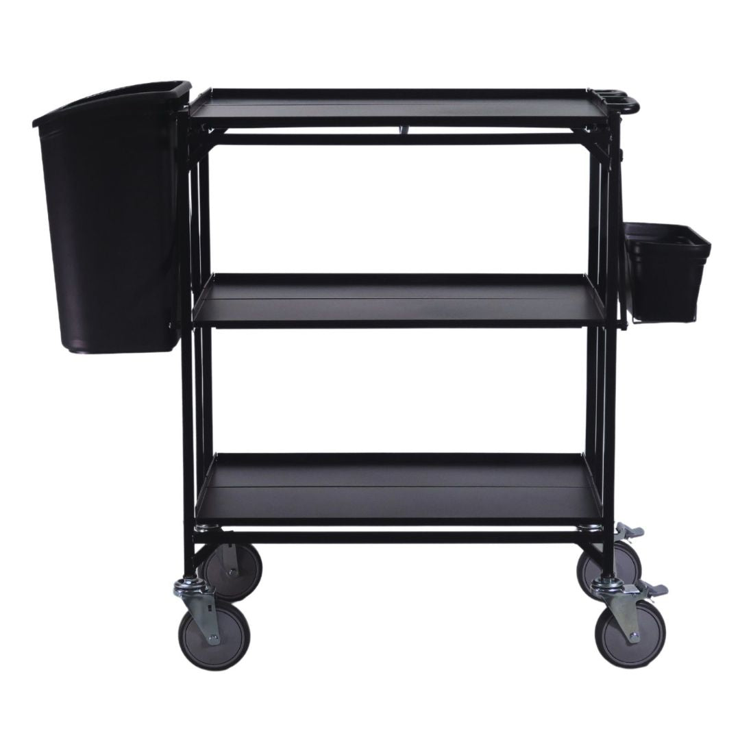 Master Grade Collapsible 3-Tier Utility Cart with Trash Hook - BC-3010