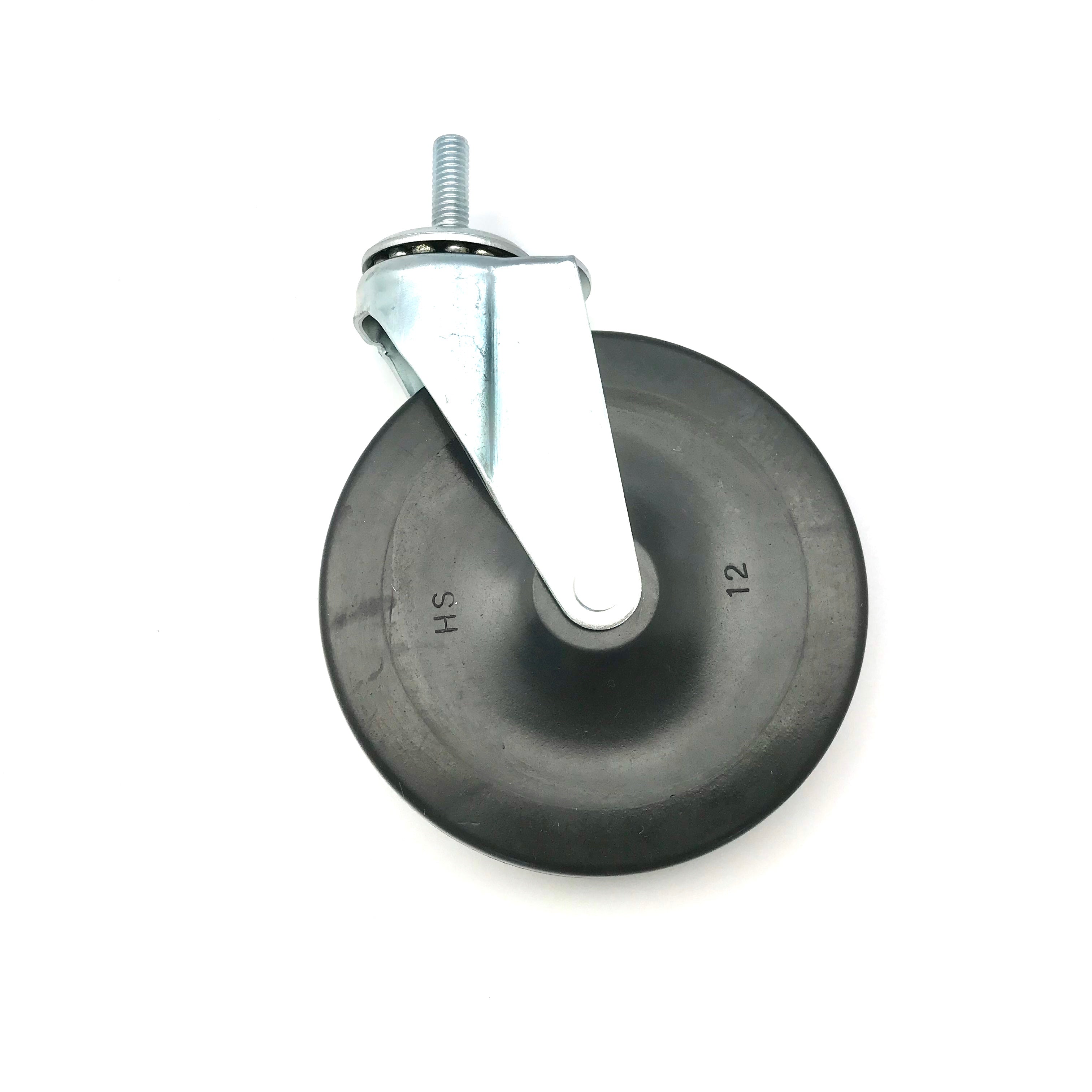 CT-3000 - 4"X1" (⅜" threaded stem) rubber tread swivel caster, 220 lbs. capacity -for BC-2000/3000 series Folding Cart Steel