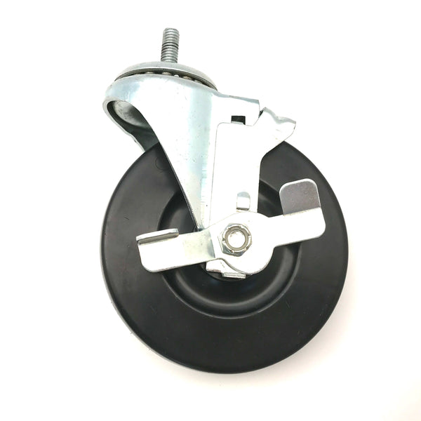 CT-3011 W - 4"X1¼" (⅜" threaded stem) rubber tread swivel caster, 220 lbs. capacity with lock brake-for BC-2000/3000 Steel Folding Cart
