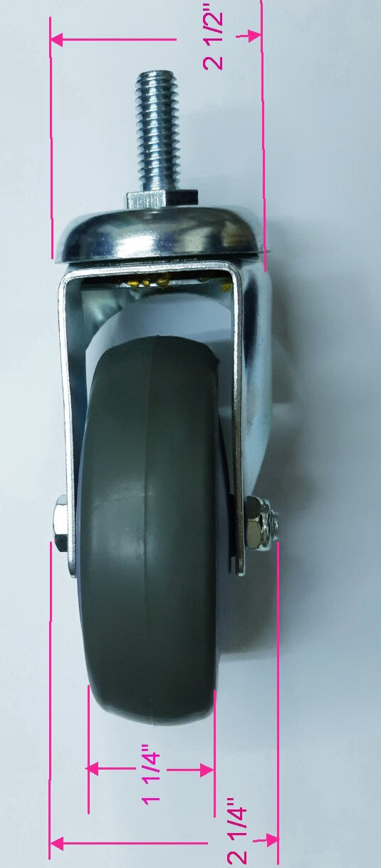 CT-3041- 4"X1¼" (½" threaded stem) TPR tread swivel caster, 6200 ball bearing, 450 lbs.with pedal brake -for PR-7000 Folding Pan Rack