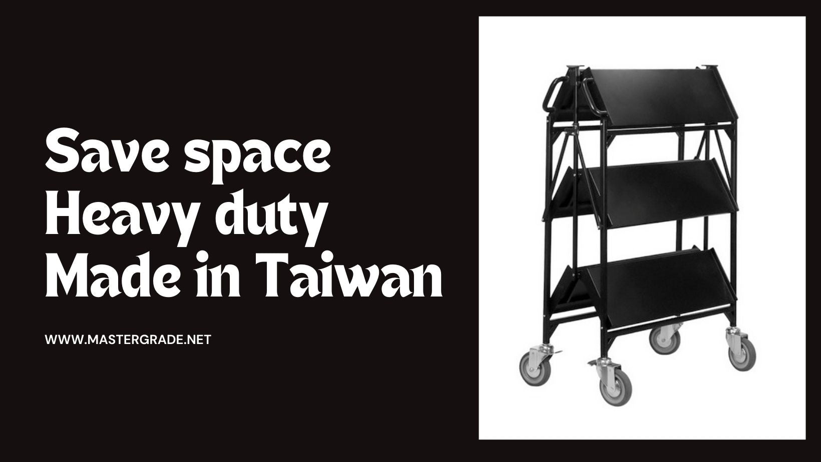 Master Grade Collapsible 3-Tier Utility Cart - BC-3000 Easy to move on uneven surfaces