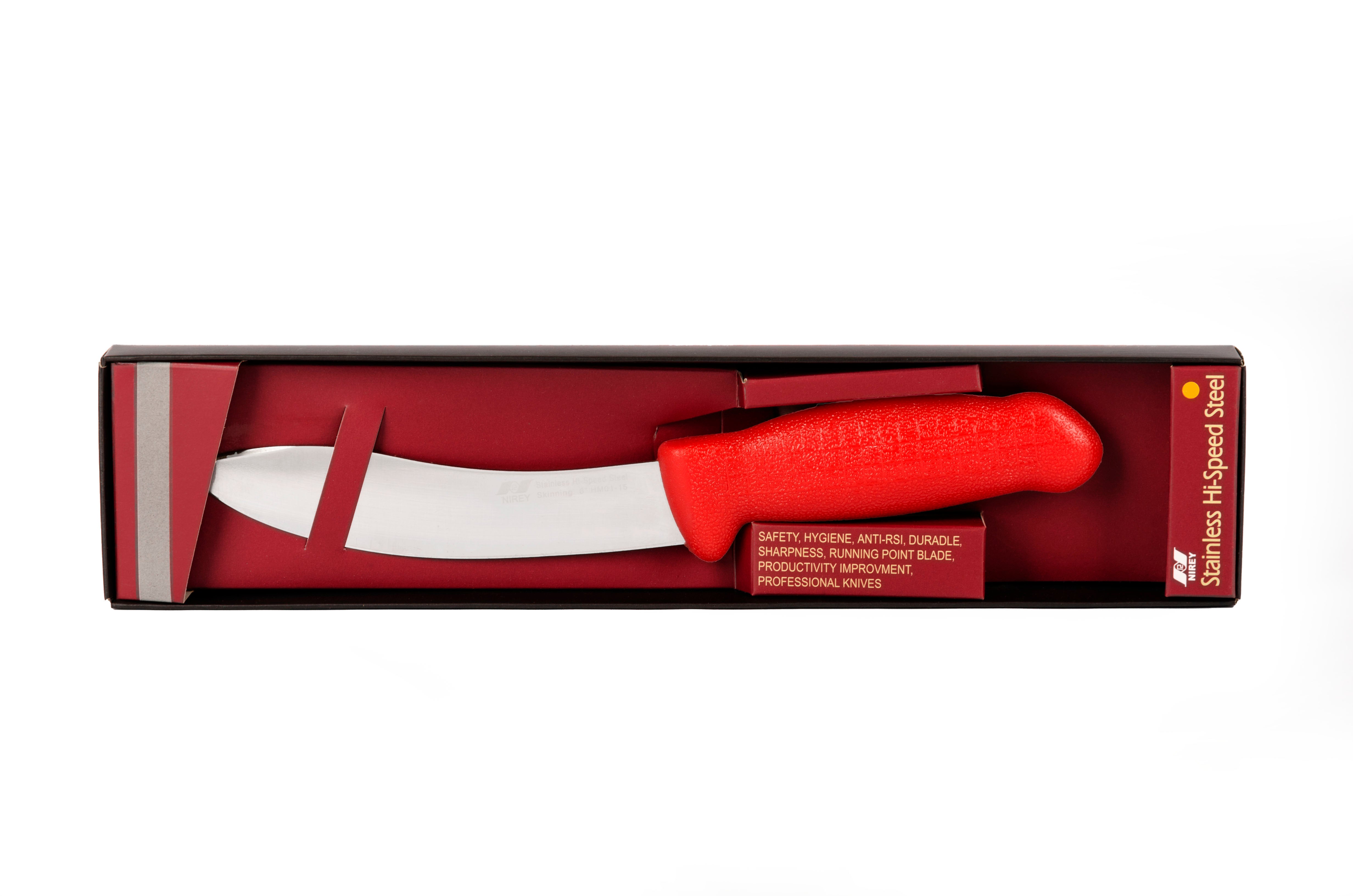 6" Skinning Butcher Chef knife; HM-01-15 Red Handle with Aus#8 Stainless Steel Knife (blade HRC approx. 56ª)