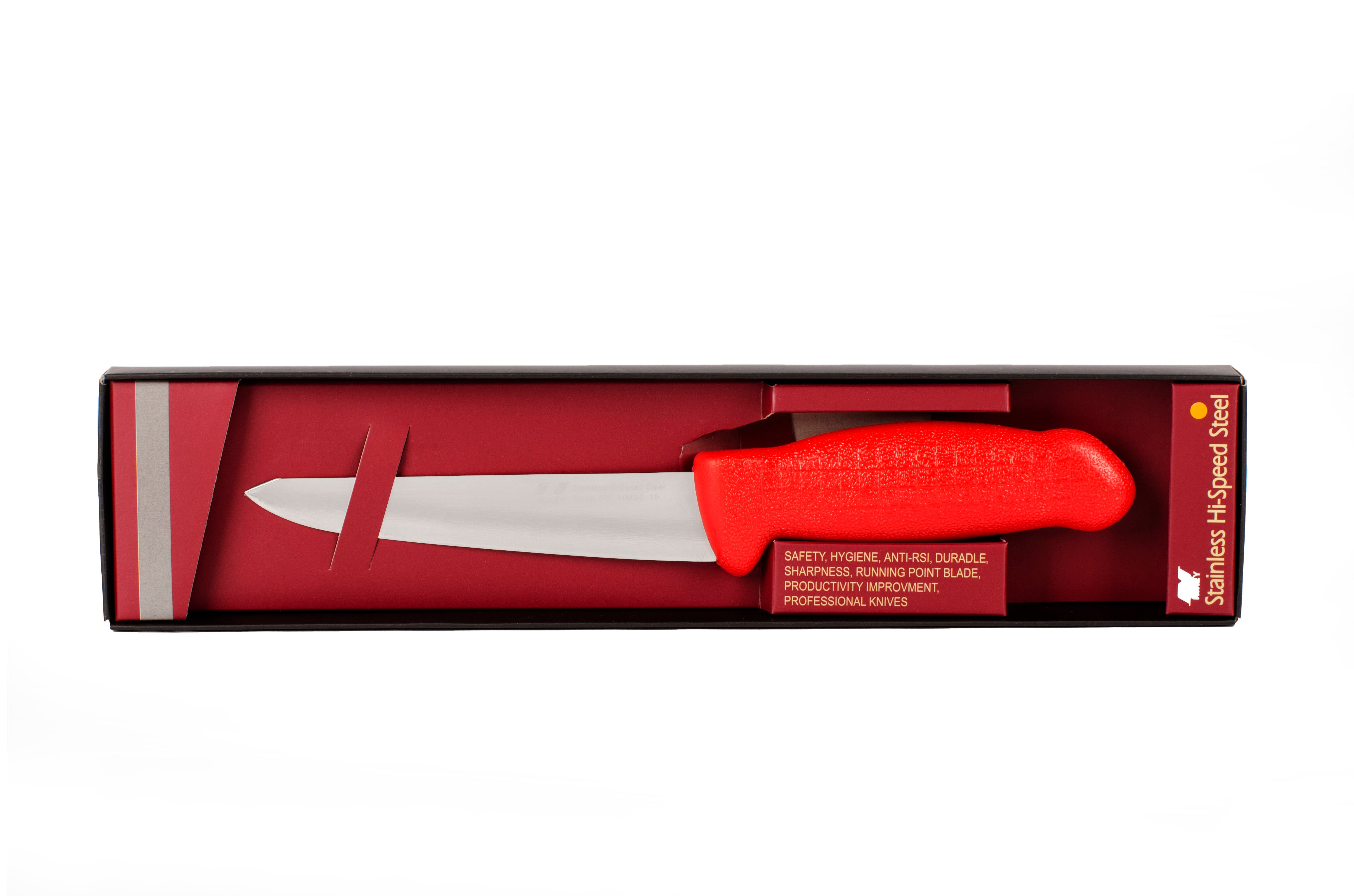 6"  Boss Butcher Chef Knife; HM-02-15 Red handle with Aus#8 Stainless Steel Knife (blade HRC approx. 56ª)
