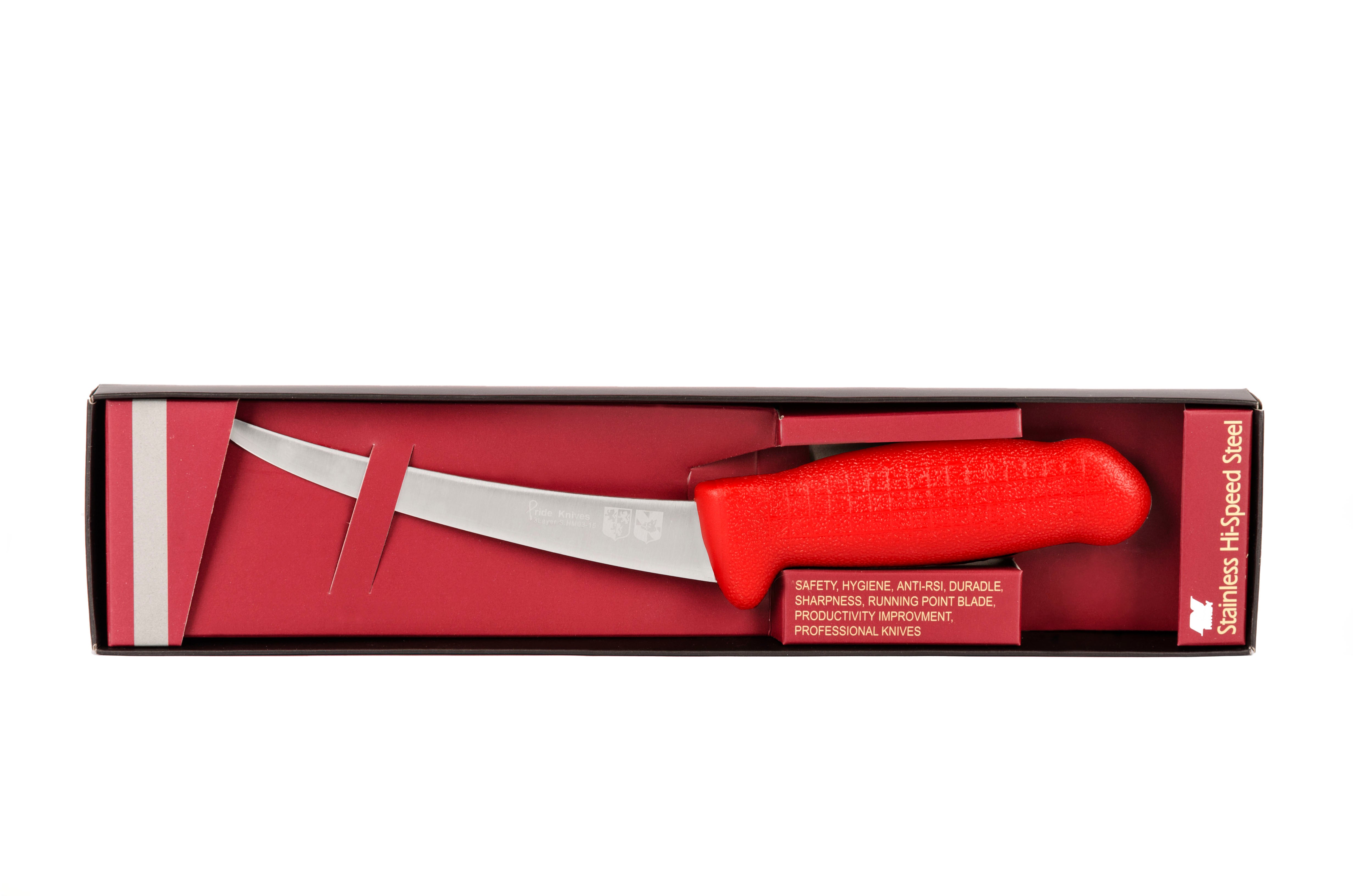 6" Flexy Boning Butcher Chef Knife;  HM-03-15 Red Handle with Aus#8 Stainless Steel Knife (Blade HRC approx. 56ª)