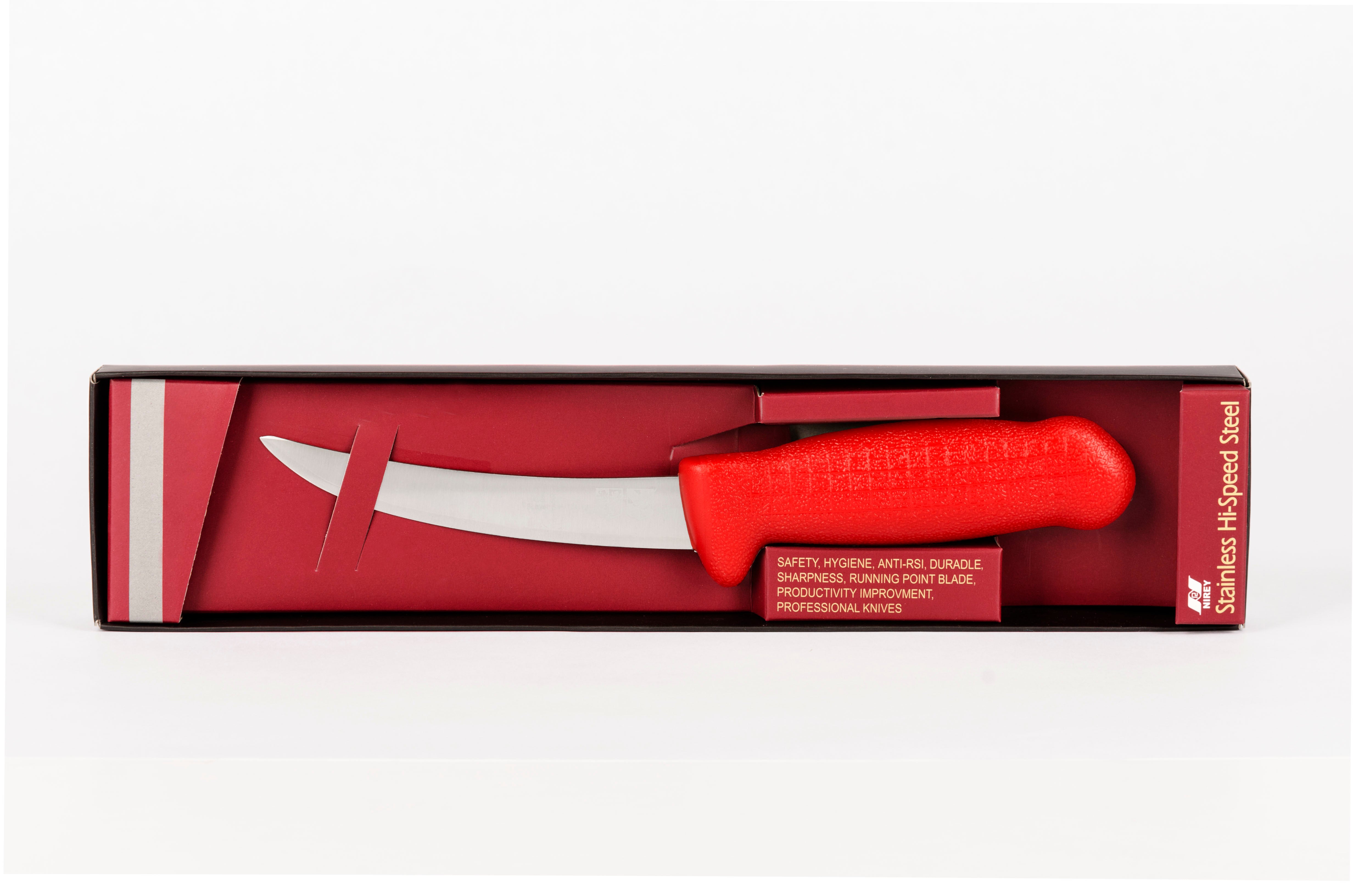 5½" Trimming Butcher Chef Knife;  HM-04-13 Red Handle with Aus #8 Stainless Steel Knives Blade HRC approx. 56 degree