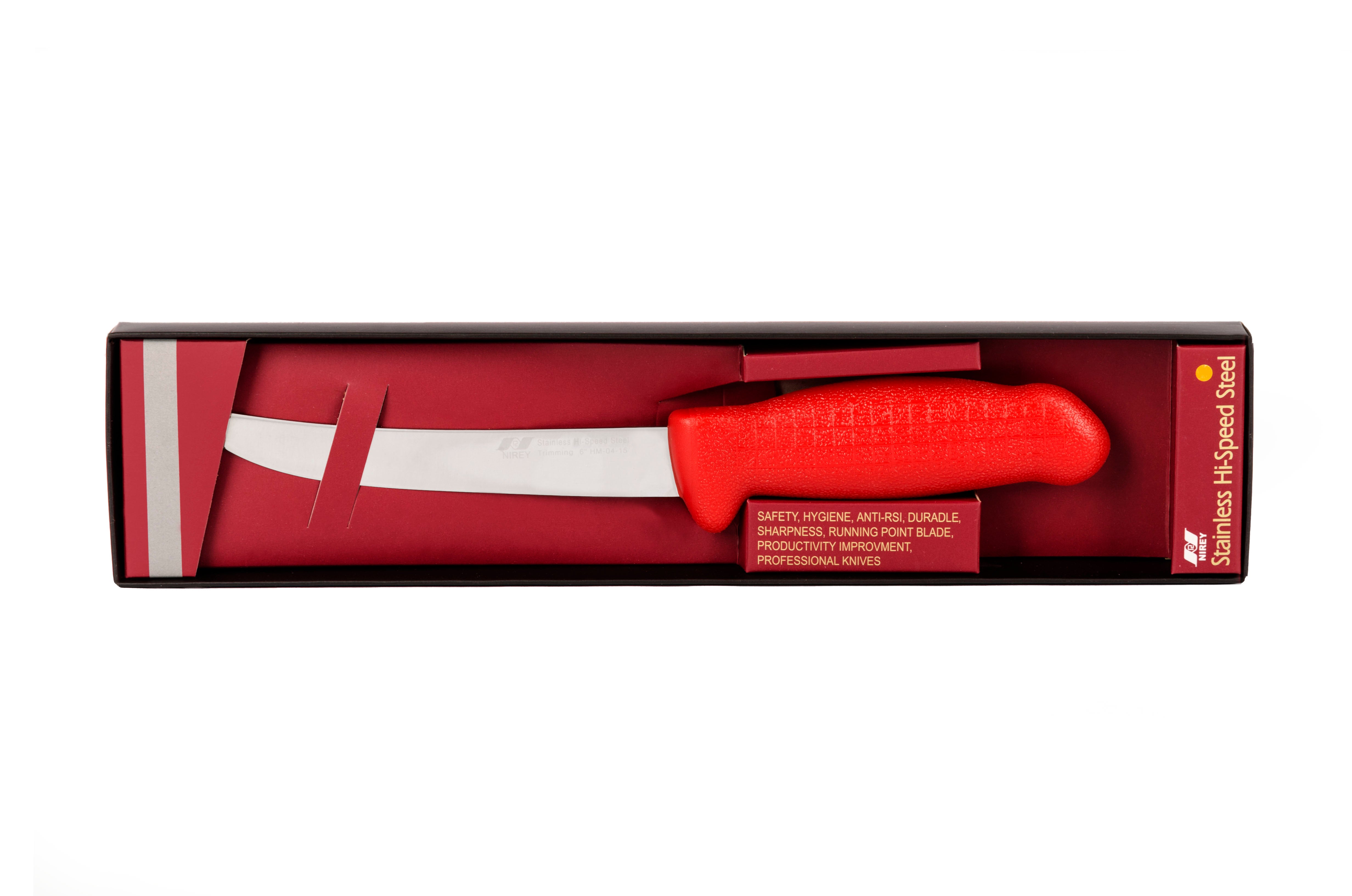 6" Trimming Butcher Chef Knife; HM-04-15 Red Handle with Aus#8 Stainless Steel Knife (Blade HRC approx. 56ª)