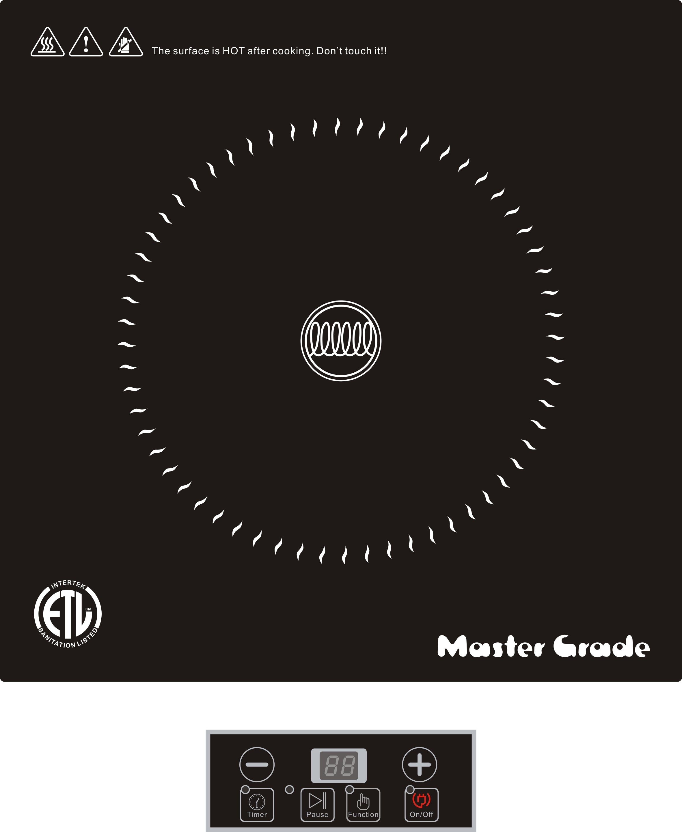 Commercial Induction Cooker, IC-1010  120V 1,300W; 10 level power; size: 11.9" X 11.9" X 3"; ETL sanitation.