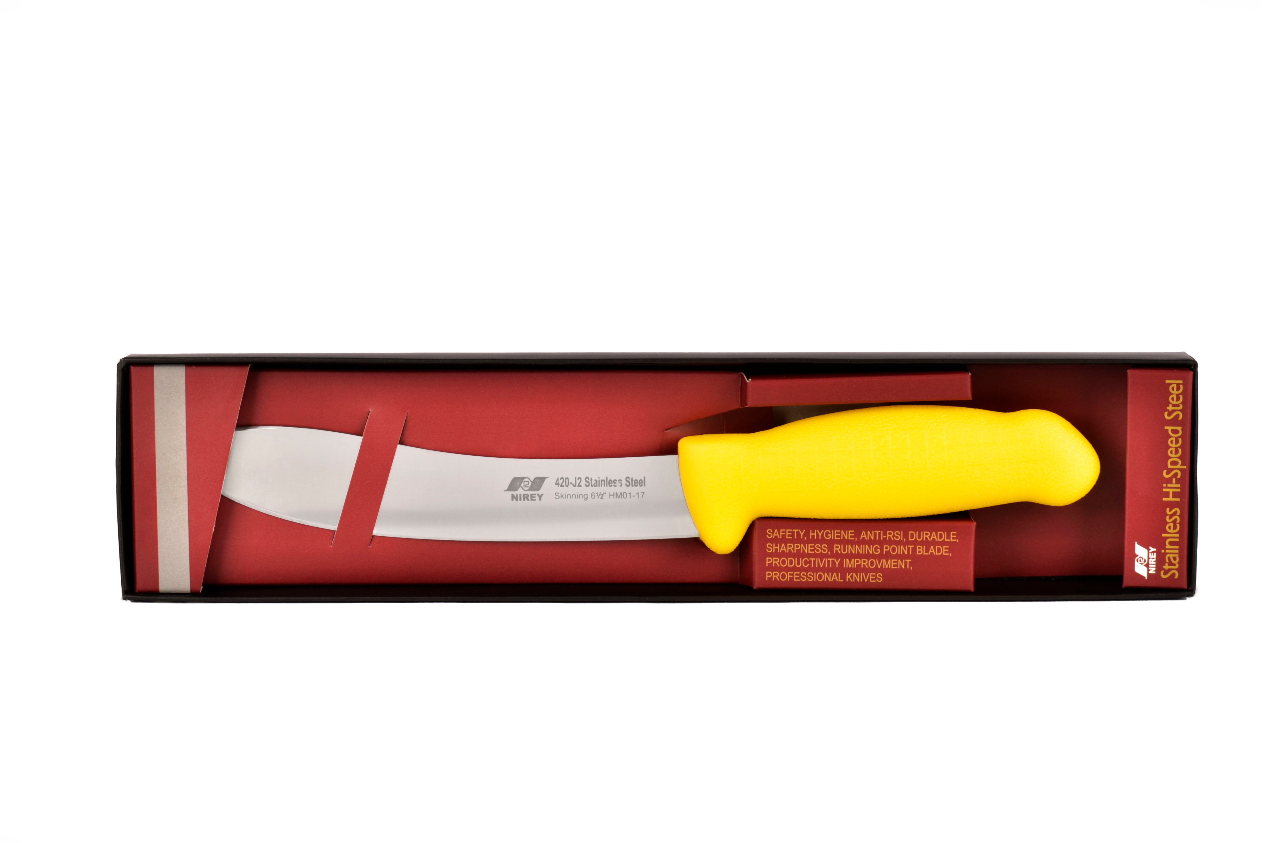 7" Skinning Butcher Chef Knife; F-J2-0117-KP Yellow Handle with 420plus Stainless Steel Knives (blade HRC approx. 48ª)