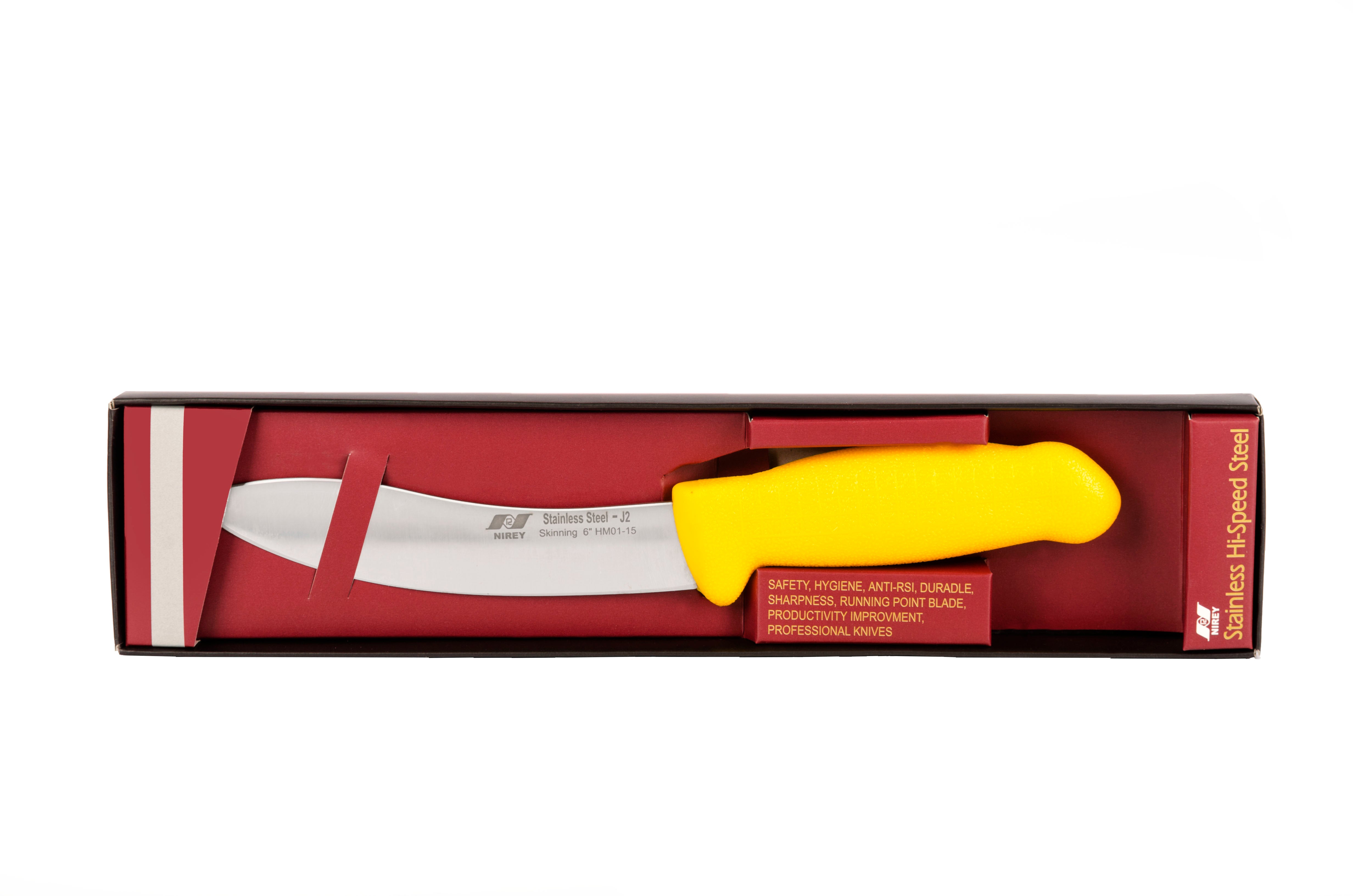 6" Skinning Butcher Chef Knife; F-J2-0115-KP Yellow Handle with 420plus Stainless Steel Knife (blade HRC Approx. 48ª)