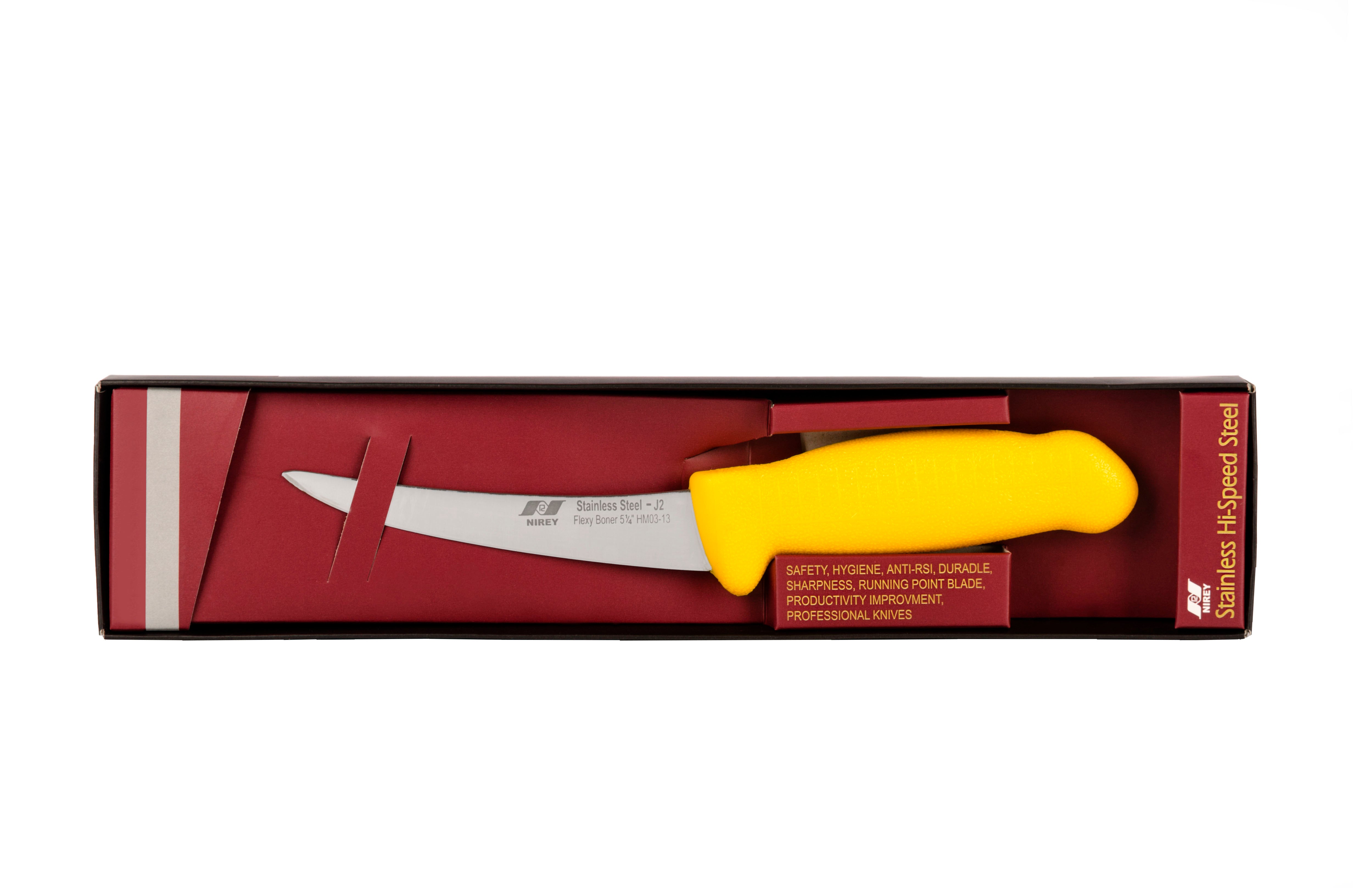 5½" Flexy Boning Butcher Chef Knife; F-J2-0313-KP Yellow Handle with 420plus Stainless Steel Knife (Blade HRC approx. 48ª)