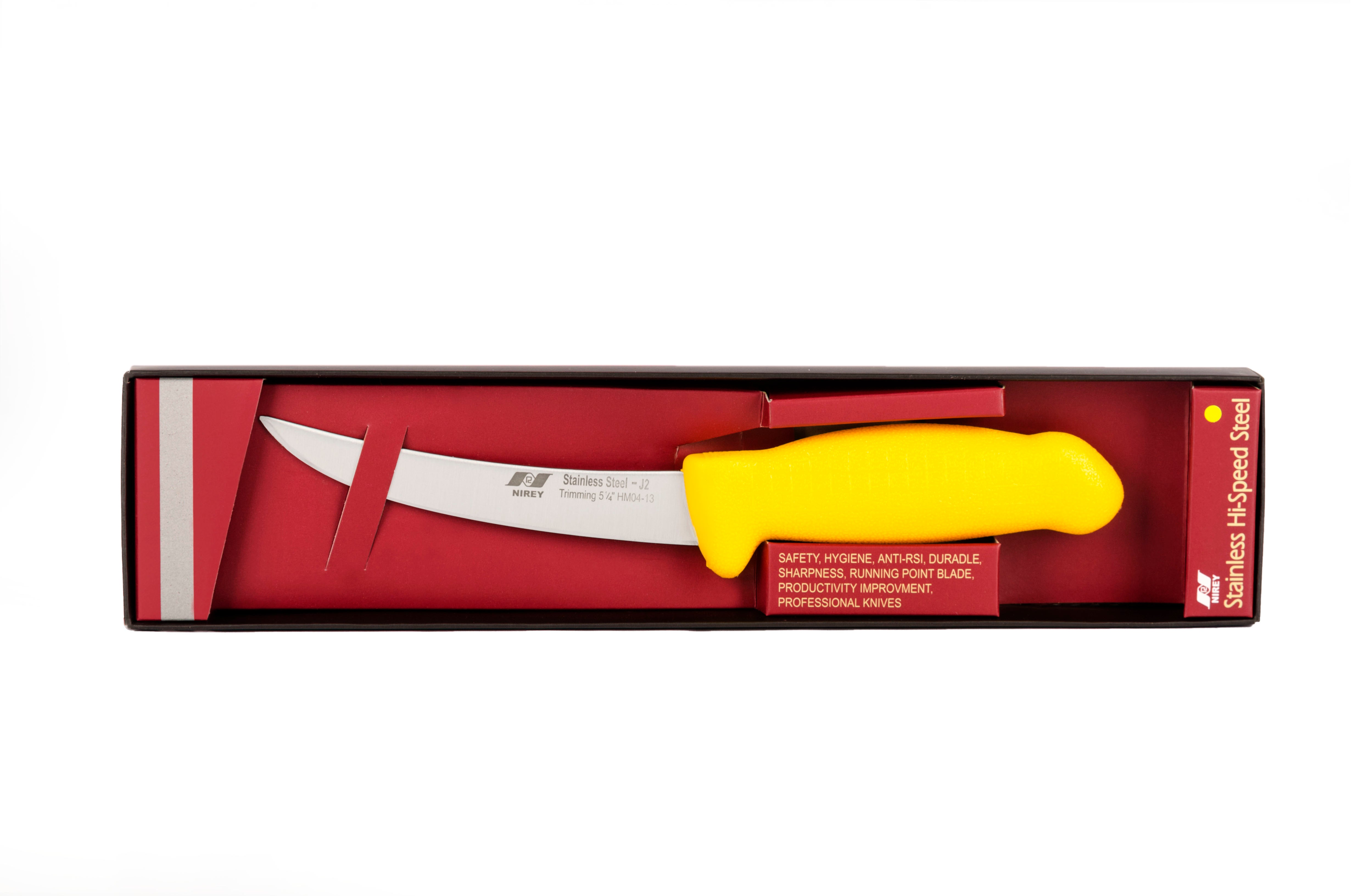 5½" Trimming Butcher Chef Knife;  F-J2-0413-KP Yellow Handle with 420plus Stainless Steel Knife (Blade HRC approx. 48ª)