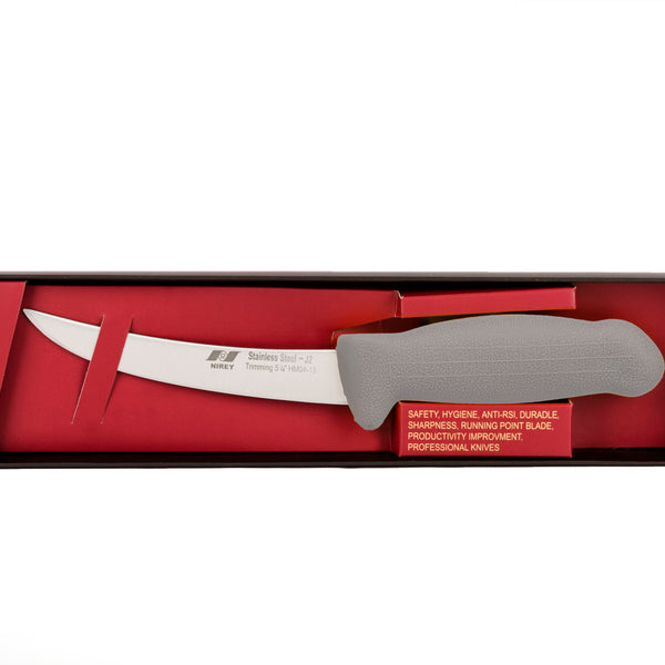 5½" Trimming Butcher Chef Knife; F-L3-0413-KR Grey Handle with 3-layer Premium ErDon Steel (Center layer HRC 62ª, outer layer 10ª)