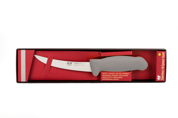 5½" Trimming Butcher Chef Knife; F-L3-0413-KR Grey Handle with 3-layer Premium ErDon Steel (Center layer HRC 62ª, outer layer 10ª)