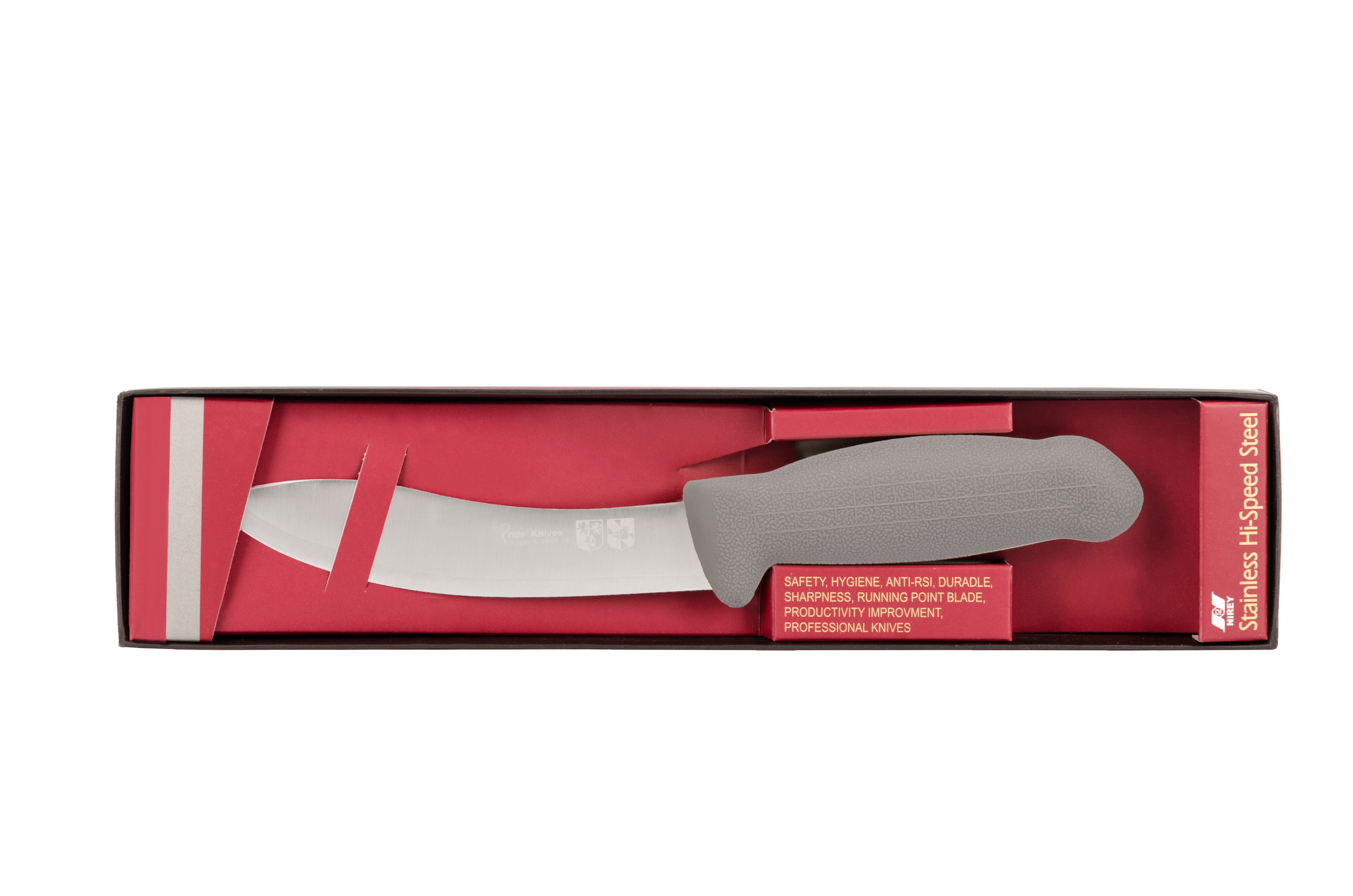 6" Skinning Butcher Knife; F-SL3-0115-KR Grey Handle with 3-layer ErDon Steel (Center layer HRC 62ª, outer layer 10ª)