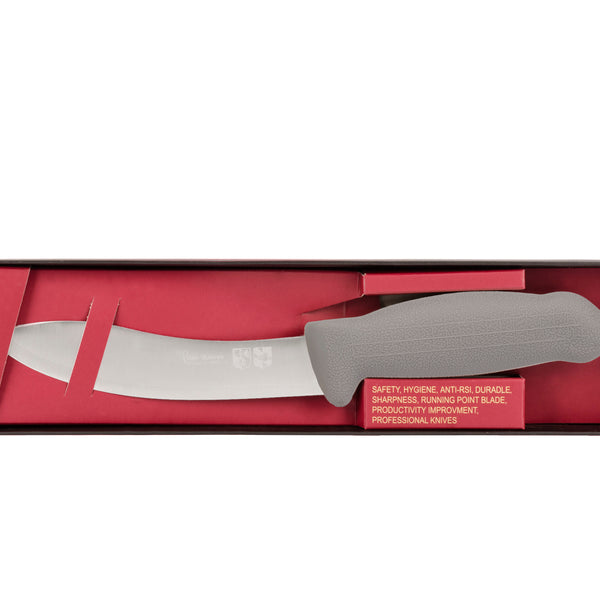 6" Skinning Butcher Knife; F-SL3-0115-KR Grey Handle with 3-layer ErDon Steel (Center layer HRC 62ª, outer layer 10ª)
