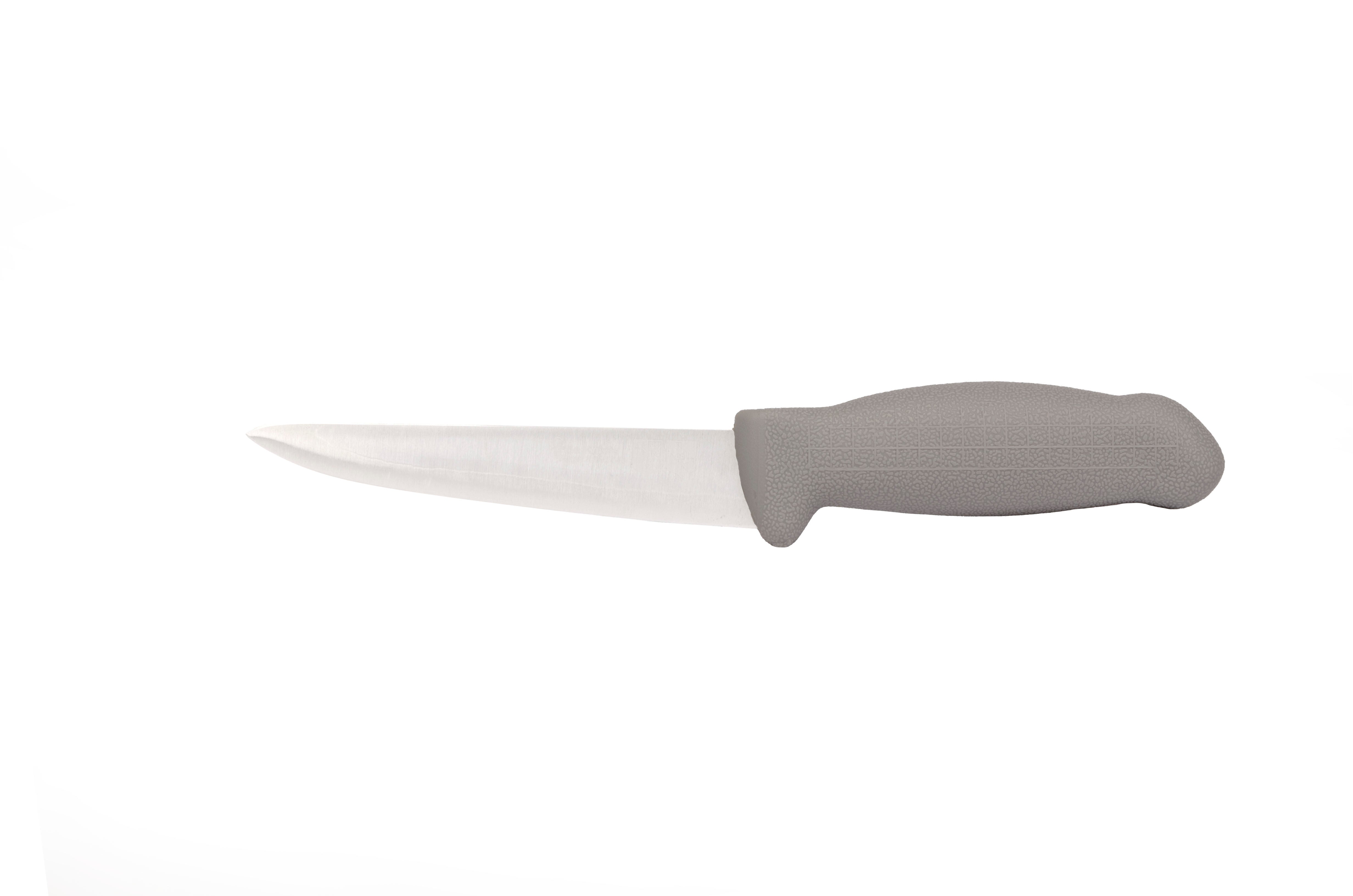 6"  Boss Butcher Chef Knife;  F-L3-0215-KR Grey Handle with 3 layer Premium ErDon Steel (Center layer HRC 62ª, outer layer 10ª)