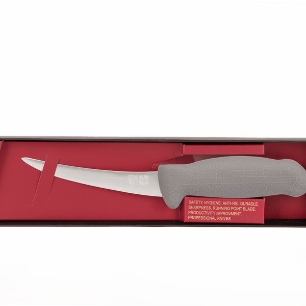 5½ Flexy Boning Butcher Chef Knife; F-L3-0313-KR  Grey Handle with 3-layer Premium ErDon Steel (Center layer HRC 62ª, outer layer 10ª)