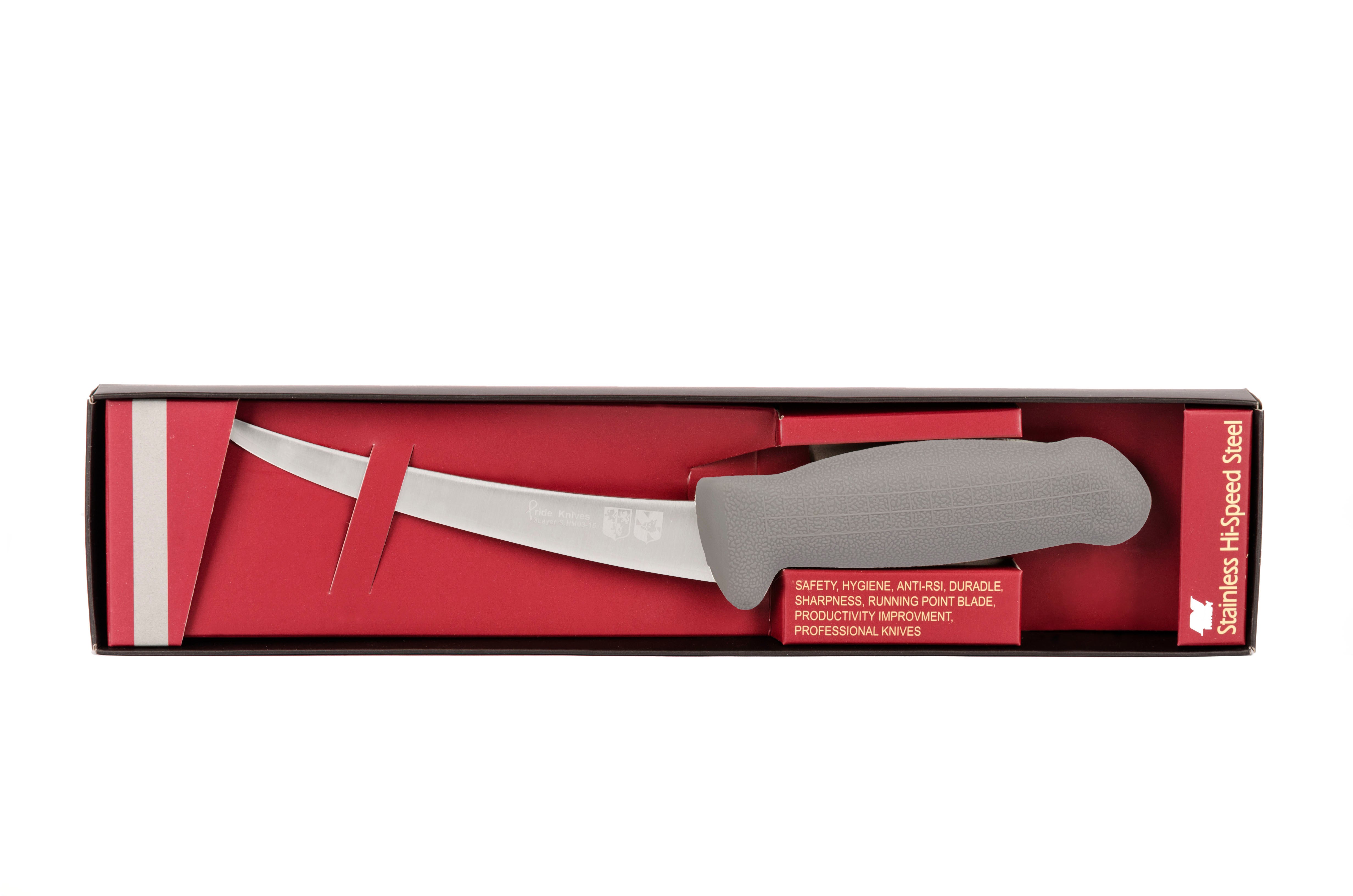 6" Flexy Boning Butcher Chef Knife; F-L3-0315-KR  Grey Handle with 3 -layer Premium ErDon Steel (Center layer HRC 62ª, outer layer 10ª)