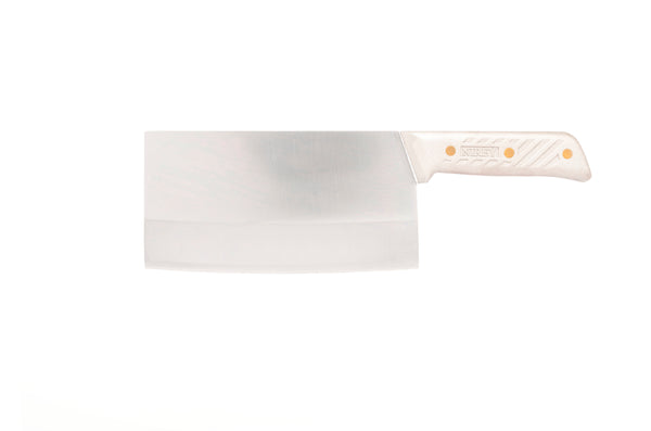 Big Chef Knife 7.3" steel handle; R-602 3-layer High Speed Stainless Steel Knife (center layer HRC 62°, outer layer 5°-10°)