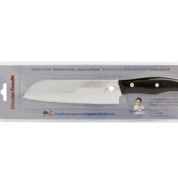 Japanese Style - 7" Santoku; RJ-210 -  420-J Stainless Steel Knife (blade hardness rockwell 48°)