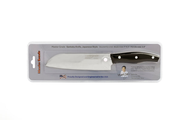 Japanese Style - 7" Santoku; RJ-210 -  420-J Stainless Steel Knife (blade hardness rockwell 48°)