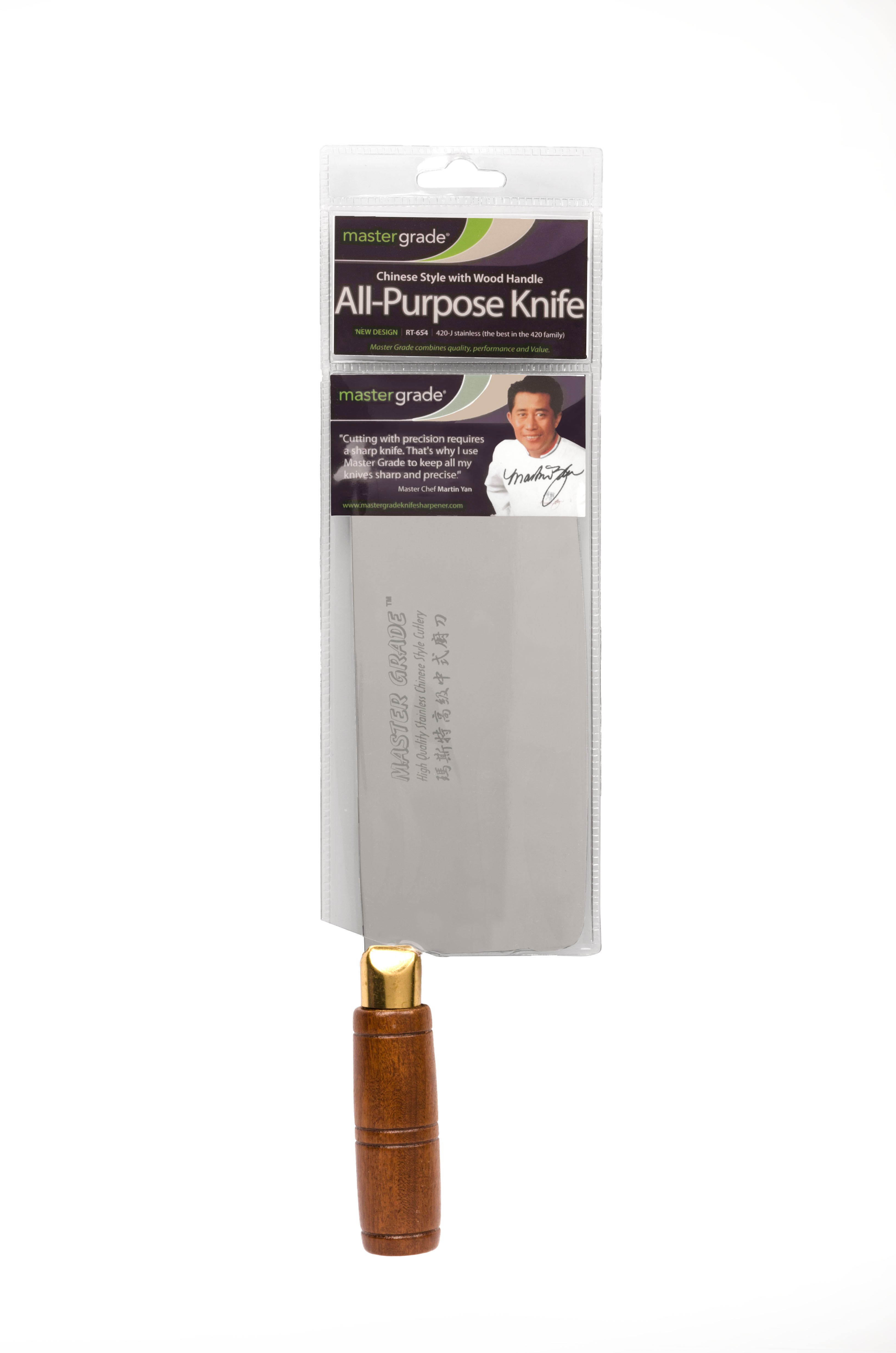 Chef Knife - All purpose, wood handle; RT-654 420-J Stainless Steel Knife (blade hardness rockwell 48°)