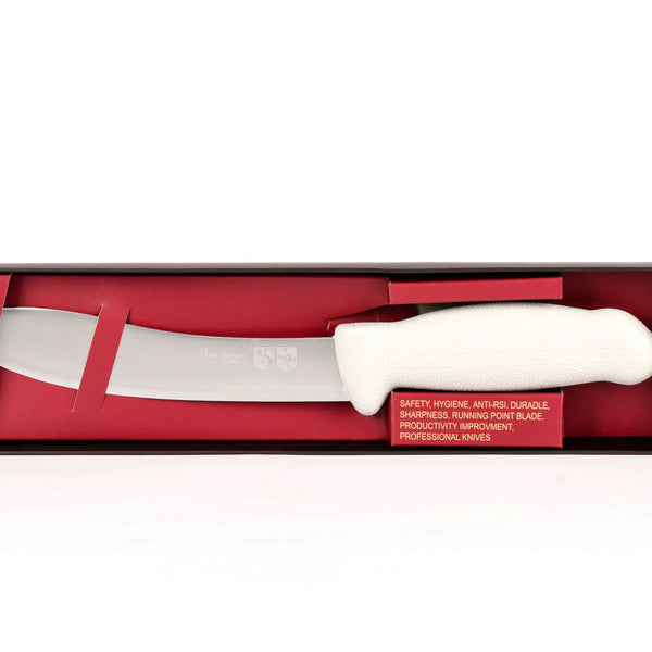 7" Skinning Butcher Chef Knife; F-SL3-0117-KR Light Grey Handle with 3-layer Premium+ErDon Steel (Center layer HRC 62ª, outer layer 10ª)