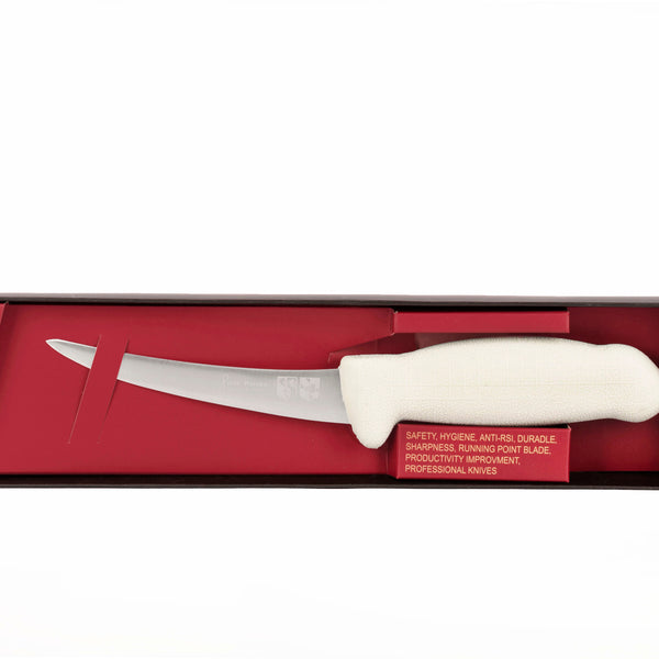 5½" Flexy Boning Butcher Chef Knife;  F-SL3-0313-KR Light Grey Handle with 3-layer Premium+ ErDon Steel